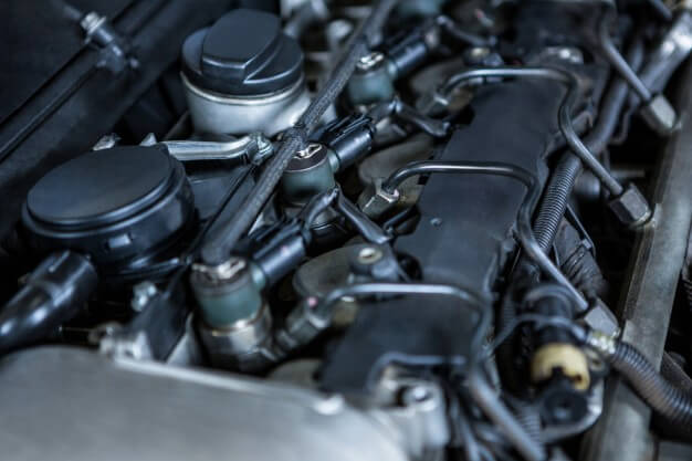 close up of diesel engine